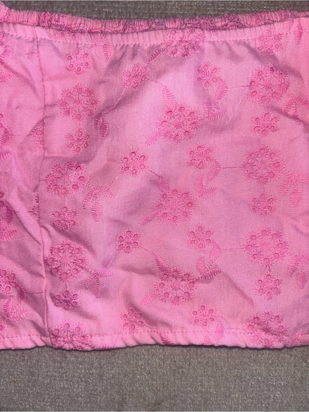 SHEIN MOD Pink Eyelet Puff Sleeve Crop Top Coquette Barbiecore Milkmaid Top - Picture 2 of 5
